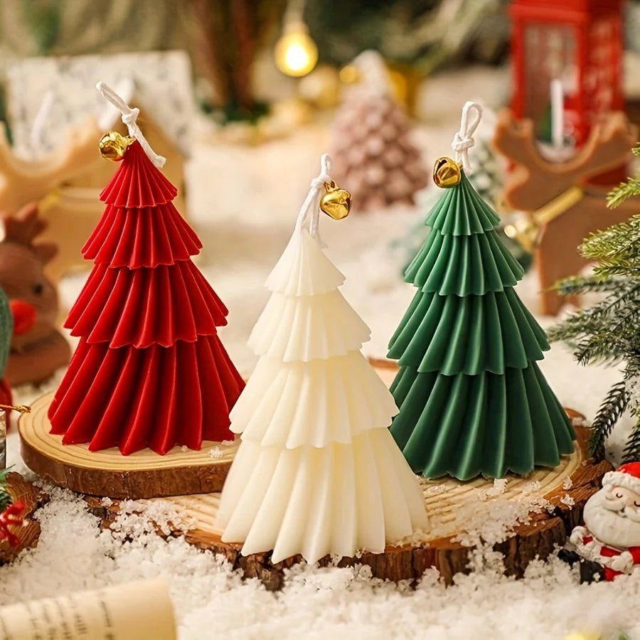 Christmas Tree Candle Silicone Mold – DIY Holiday Tree Mold for Gypsum, Cement, Resin, Soap, Wax Candle Making, Handmade Crafts & Christmas Décor Projects