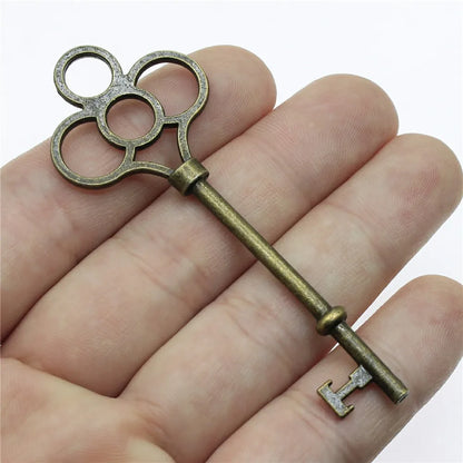 2 pendentifs clé de grande taille – Breloques de style tibétain pour la création de bijoux, fournitures artisanales pour colliers, bracelets et accessoires