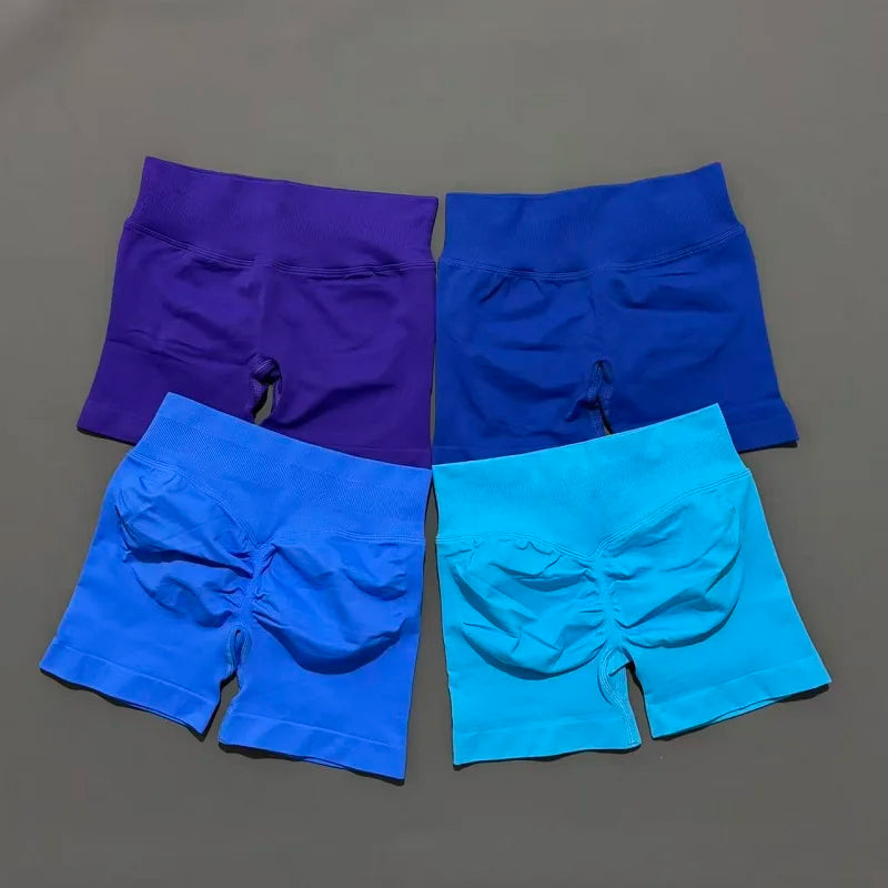 Pantalones cortos de gimnasio sin costuras con efecto Scrunch Butt para mujer – Pantalones cortos de yoga de cintura alta para correr, entrenar, fitness y ropa deportiva