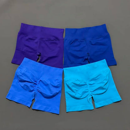 Pantalones cortos de gimnasio sin costuras con efecto Scrunch Butt para mujer – Pantalones cortos de yoga de cintura alta para correr, entrenar, fitness y ropa deportiva