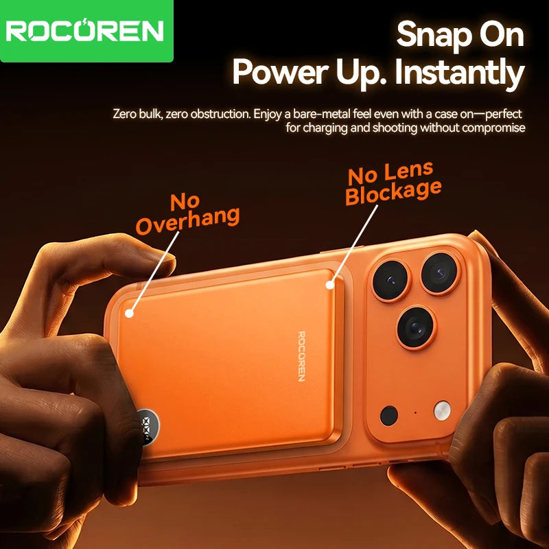 Rocoren 10000mAh Magnetic Power Bank – Fast Charging Portable Wireless Charger Battery Pack for iPhone 17 & 16 Pro Max