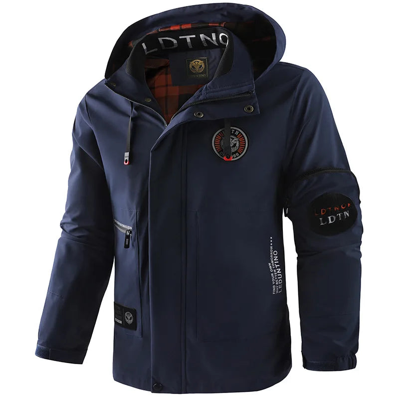 Men’s Casual Hooded Parka Jacket – Solid Color Outdoor Coat, Stylish Autumn & Winter Outerwear
