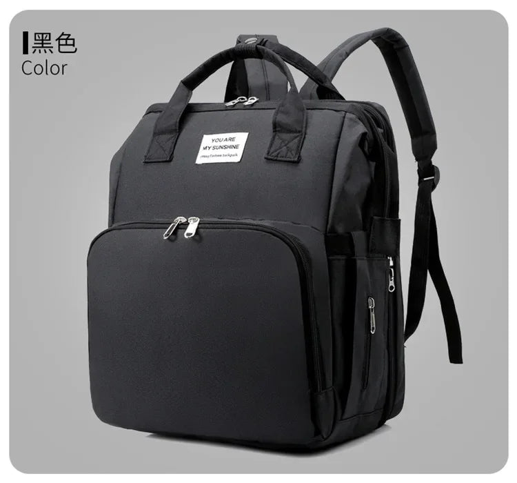 Sac à langer de grande capacité pour bébés avec matelas à langer – Sac à langer de maternité imperméable pour mamans avec rangement pour biberons et lit de bébé
