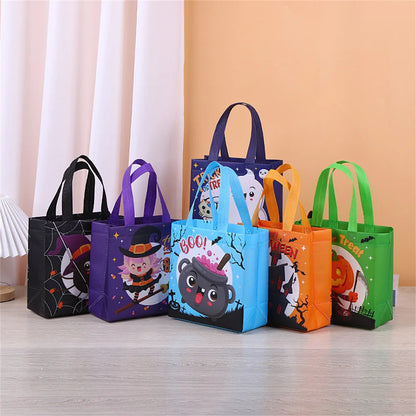 1PC Halloween Non-Woven Candy Tote Bag, Trick or Treat Gift Bag for Kids, Reusable Halloween Goodie Bag, Party Favor and Holiday Gift Wrapping Supplies