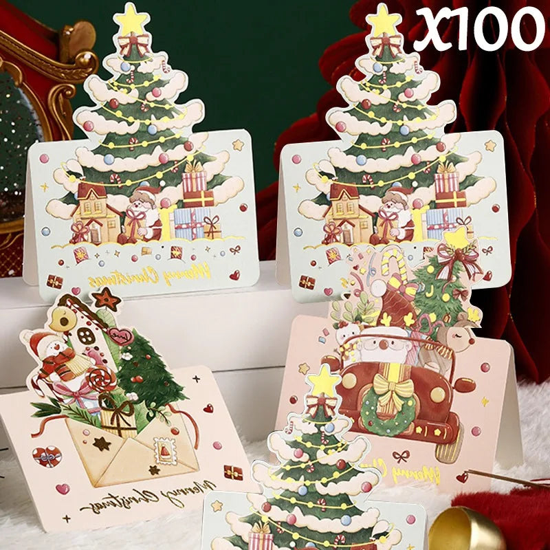 100PCS Foldable Christmas Greeting Cards with Envelopes – Bronzing Xmas Invitation & Gift Cards for Holiday Parties, Home & Decor