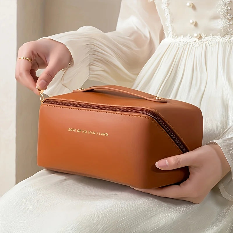 Trousse de Maquillage de Luxe pour Femmes – Trousse de Toilette Portable, Pochette de Rangement Cosmétique avec Fermeture Éclair, Boîte de Rangement de Voyage pour Maquillage, Soins de la Peau et Essentiels Personnels