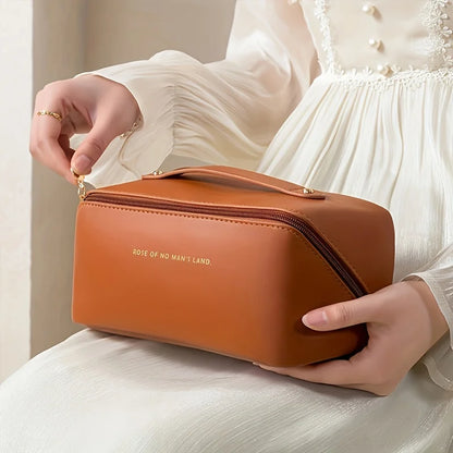 Trousse de Maquillage de Luxe pour Femmes – Trousse de Toilette Portable, Pochette de Rangement Cosmétique avec Fermeture Éclair, Boîte de Rangement de Voyage pour Maquillage, Soins de la Peau et Essentiels Personnels