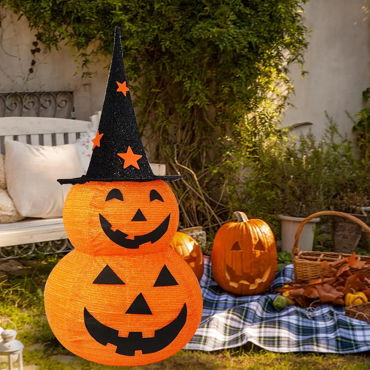 Halloween Pumpkin Decorations – Collapsible Jack-o’-Lantern Pumpkin Lights for Indoor & Outdoor Home, Party & Yard Decor