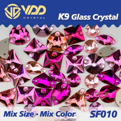 Strass à coudre en cristal K9 AB Mix – Pierres plates en verre AAAAA pour vêtements, robes de mariée et projets de bricolage