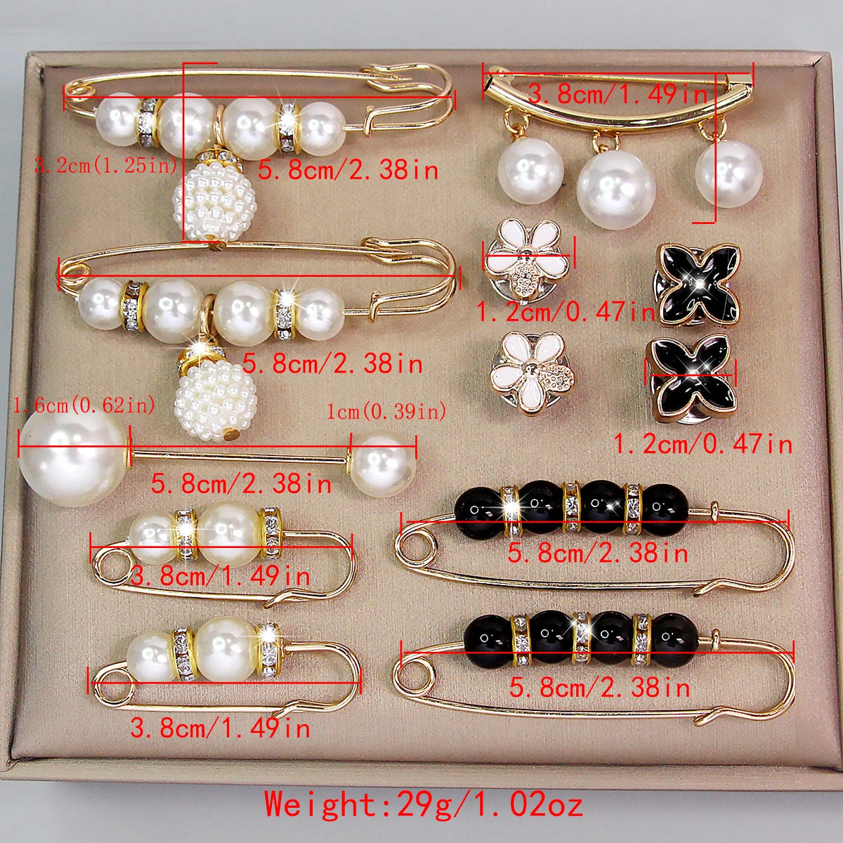 AINAMEISI 12PCS Pearl Brooch Pins – Adjustable Waist & Skirt Cinching Anti-Slip Metal Clothing Pins for DIY Sewing & Fashion Accessories