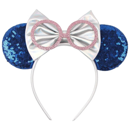 Diadema de orejas de Mickey Mouse de Lilo & Stitch – Lazo de lentejuelas de 5" Accesorio para el cabello de dibujos animados para mujeres y niñas | Diadema para fiestas y festivales