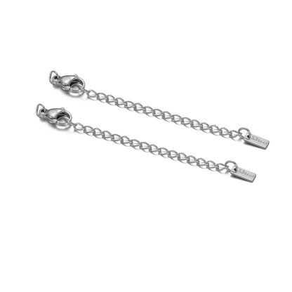 10-Piece Stainless Steel Lobster Clasps with 5cm Extension Chains – Jewelry Connectors for DIY Bracelets & Necklaces