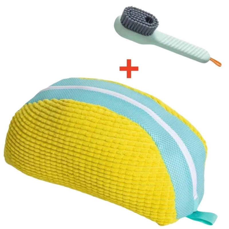 Shoe Washing Machine Bag with Cleaning Brush Set - Durable Reusable Laundry Bag for Sneakers, Running Shoes & Delicates (1, 2 or 4 Pack)