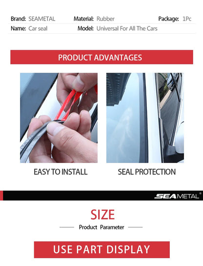 SEAMETAL Joint d'étanchéité en caoutchouc pour automobile – Bande d'étanchéité universelle pour porte de voiture, fenêtre, toit et pare-brise pour la réduction du bruit et la protection anti-collision.