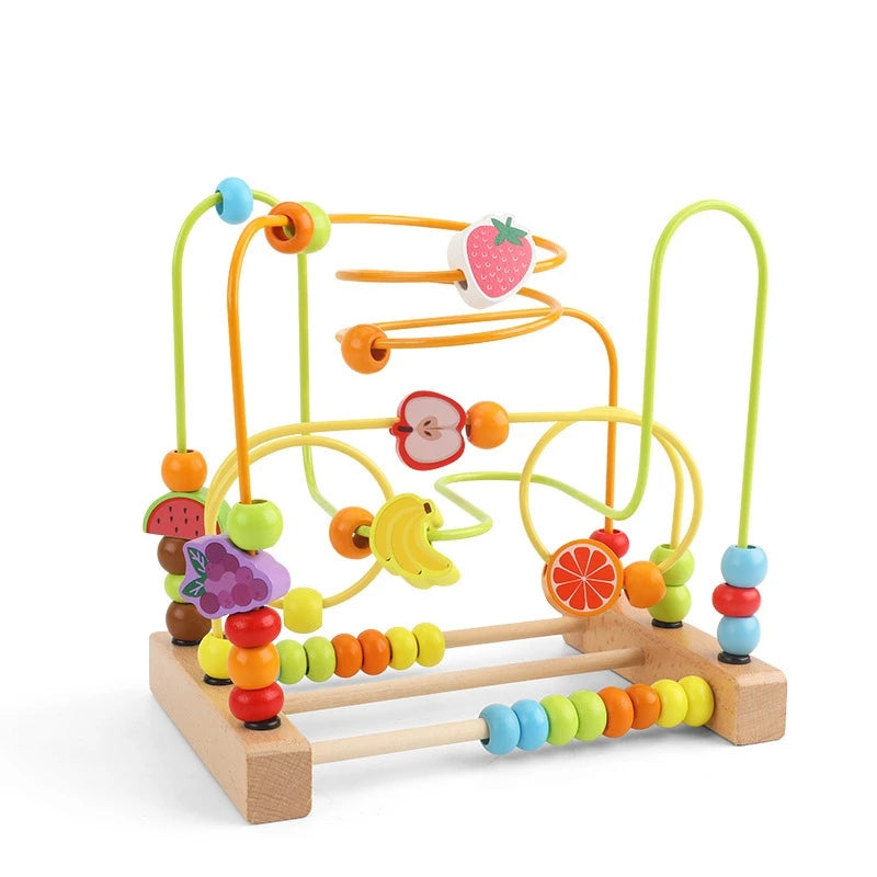 Jouet Montessori en bois de montagnes russes – Labyrinthe de perles pour bébé, boulier d'apprentissage des mathématiques pour les tout-petits de 1 à 3 ans, cadeau de développement éducatif précoce