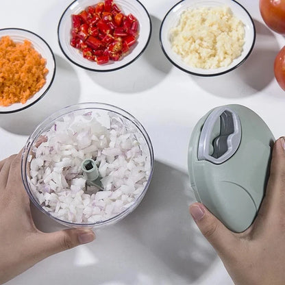 500/900ml Manual Food Chopper – Pull-Rope Vegetable Cutter, Garlic & Onion Slicer, Shredder and Salad Maker