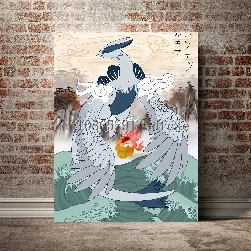 Pokémon Empoleon – Toile Murale – Affiche d'Anime Moderne pour Salon, Chambre, Salle de Jeux et Décoration Intérieure