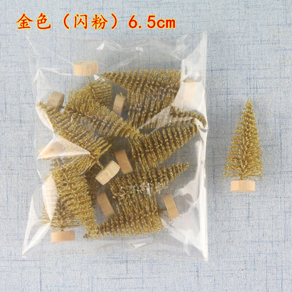 12PCS 4.2CM Mini Christmas Trees – White Snow Frost Sisal Bottle Brush Trees with Santa for DIY Xmas House & Holiday Decor