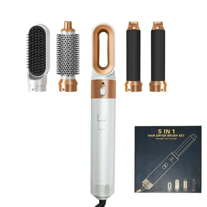 5-in-1 Hair Dryer & Styling Tool Set – Professional Hot Air Brush, Curling Iron, Hair Straightener & Volumizing Comb for Home & Salon Use
