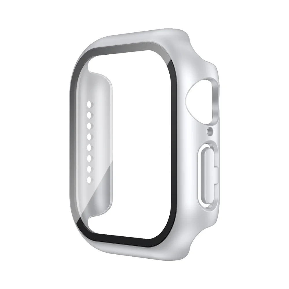 Funda con protector de pantalla de cristal templado para Apple Watch Series 10, 9, 8, 7, 6, SE y 5 (38 mm-46 mm) – Cubierta protectora completa 2 en 1