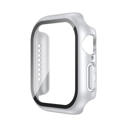 Funda con protector de pantalla de cristal templado para Apple Watch Series 10, 9, 8, 7, 6, SE y 5 (38 mm-46 mm) – Cubierta protectora completa 2 en 1