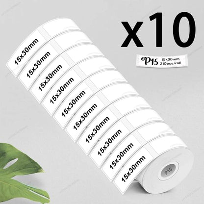 3/5/10PK P15 Thermal Label Paper Stickers – 12x40mm & 15x30mm Self-Adhesive Labels Compatible with Phomemo D30, Q30, Marklife P15/P12 & DELI Q2 Printers
