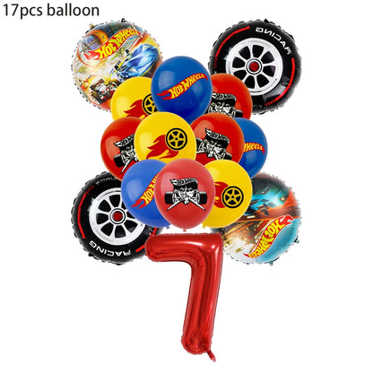 Happy Wheels Racing Party Tableware Set – Racing-Themed Paper Cups, Plates & Banner Decorations with Party Favors for Boys' Birthdays