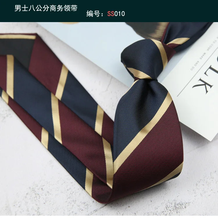 Corbata de hombre de 8 cm con rayas tejidas, formal de negocios para bodas, oficina y fiestas