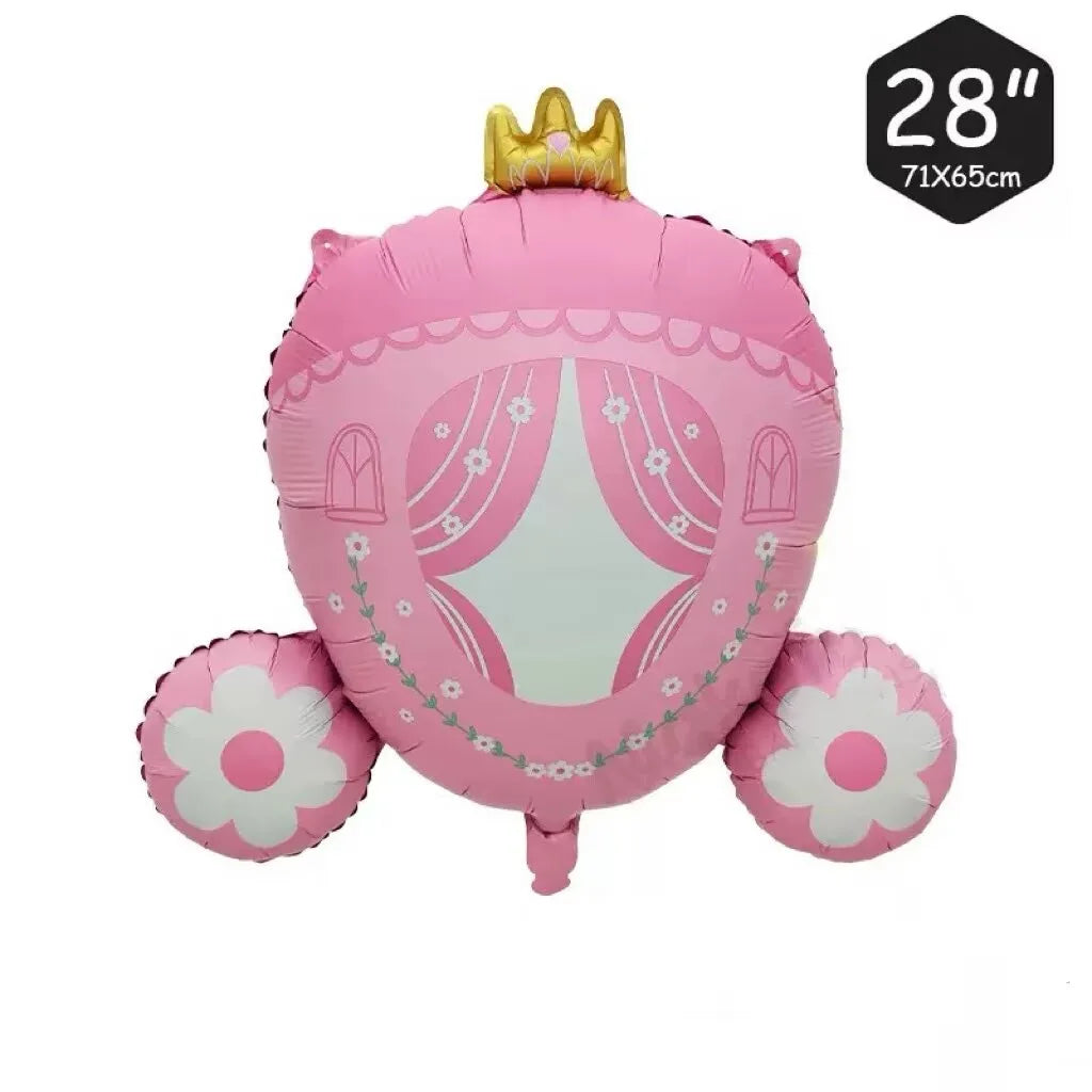 Globos de aluminio de castillo de princesa y calabaza – Decoraciones de fiesta de aluminio para cumpleaños y baby showers de niños