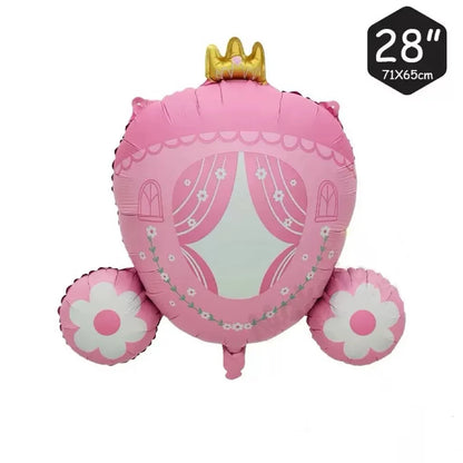 Globos de aluminio de castillo de princesa y calabaza – Decoraciones de fiesta de aluminio para cumpleaños y baby showers de niños