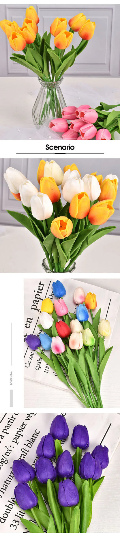 3/5/10/20pcs Real Touch Artificial Tulip Flowers – Realistic Faux Tulip Bouquet for Wedding Decor, Home Decoration, Floral Arrangements & DIY Projects