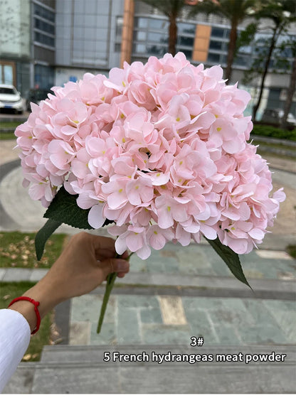 Bouquet d'Hortensias Artificiels à 5 Têtes – Fleurs Artificielles en Soie pour Décoration de Mariage, Arrangements de Fête, Décoration de Salon & Accessoires Floraux pour la Maison