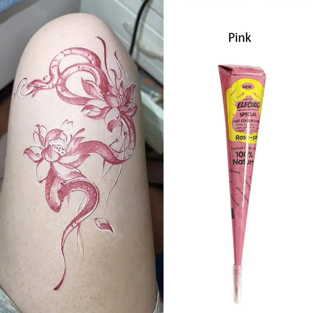 Conos de pasta de henna negra natural para tatuajes temporales – Arte corporal desechable para festivales, fiestas y bodas