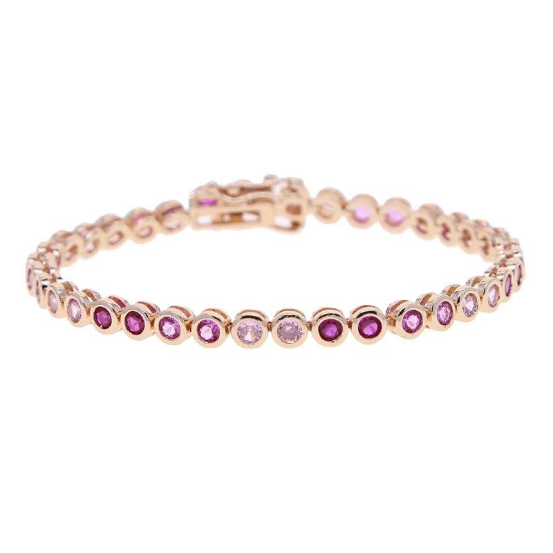 Pulsera de tenis 5A CZ – Pulsera geométrica de cristal de circonita cúbica con bisel para mujer | Joyería de moda clásica de lujo