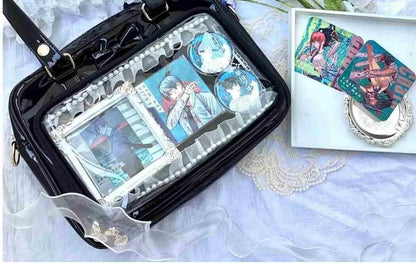 Bolso Y2K lindo con moño Ita – Bolso de hombro transparente para mujer y niña, bolso tote de exhibición de insignias DIY, bolso bandolera de moda Lolita con diseño de moño Kawaii