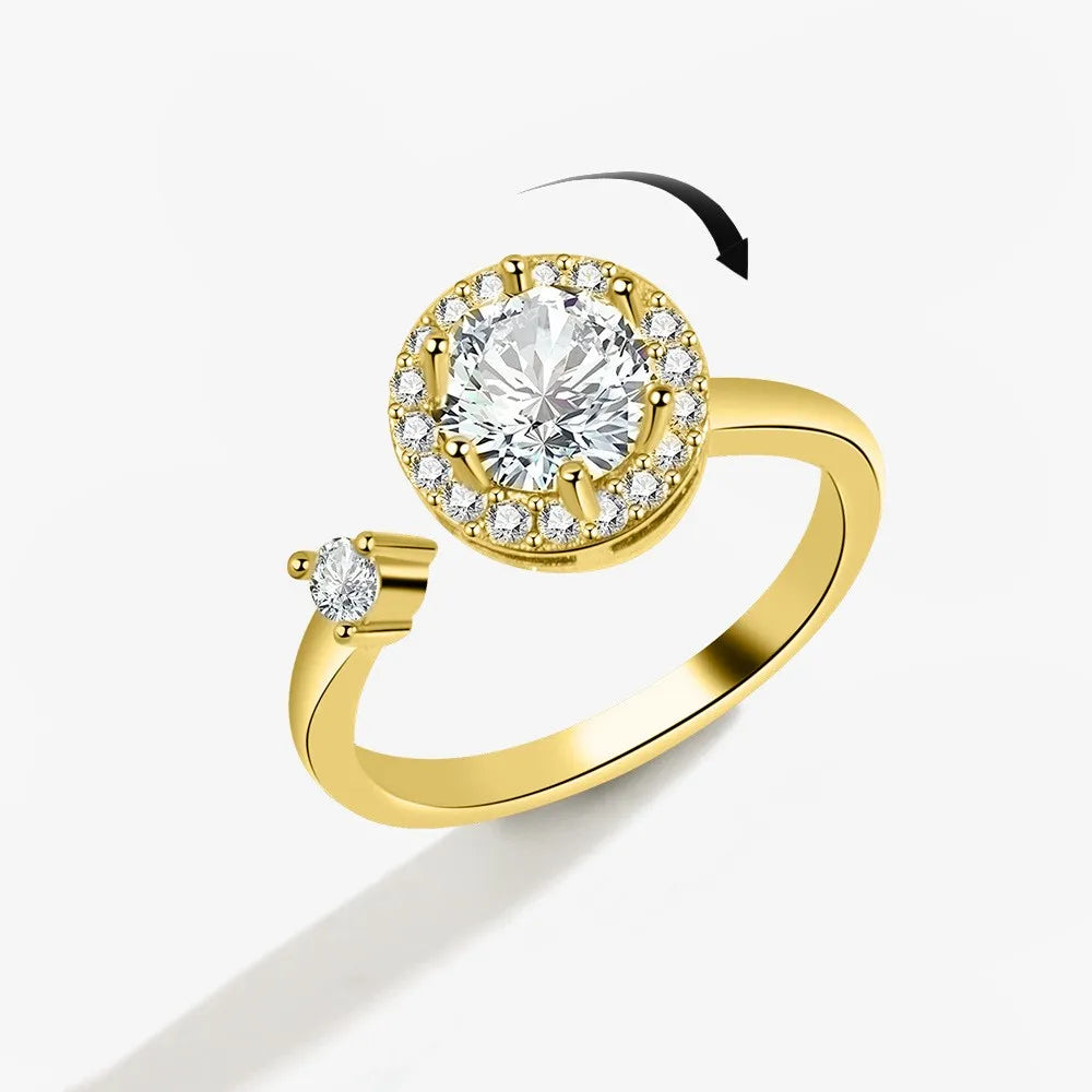 Anillo giratorio antiestrés de mariposa y flor con diamantes de imitación – Anillo giratorio antiansiedad para mujer | Joyería ajustable para aliviar el estrés