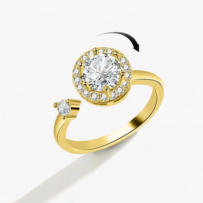 Anillo giratorio antiestrés de mariposa y flor con diamantes de imitación – Anillo giratorio antiansiedad para mujer | Joyería ajustable para aliviar el estrés