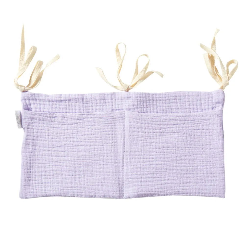 Organizador Colgante para Cuna de Bebé – Cesta de Almacenamiento para Mesita de Noche con 2 Bolsillos para Pañales, Juguetes, Ropa y Artículos Esenciales para Bebés