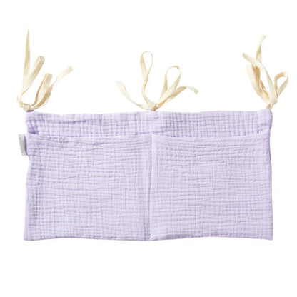 Organizador Colgante para Cuna de Bebé – Cesta de Almacenamiento para Mesita de Noche con 2 Bolsillos para Pañales, Juguetes, Ropa y Artículos Esenciales para Bebés