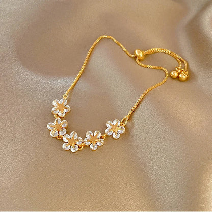 Women’s Fashion Four Leaf Grass Gold Color Adjustable Bracelet Korean Style Wedding Party Jewelry