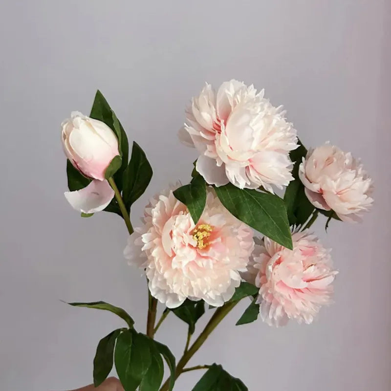 3 Heads Artificial Peony Flower Branch – 75cm Realistic Faux Peony Stem for Wedding Decor, Christmas Table Centerpieces, Home Decoration & Floral Arrangements