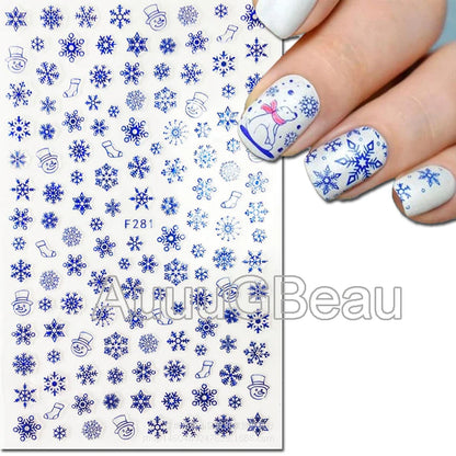 3D Christmas Nail Art Stickers – Snowflake & Winter Tree Nail Decals for Nail Tips Decoration