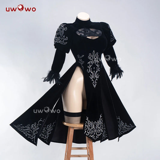 Disfraz de cosplay 2B de UWOWO – Atuendo de rediseño Cheongsam de fanart (inspirado en NieR: Automata, Halloween/Preventa)