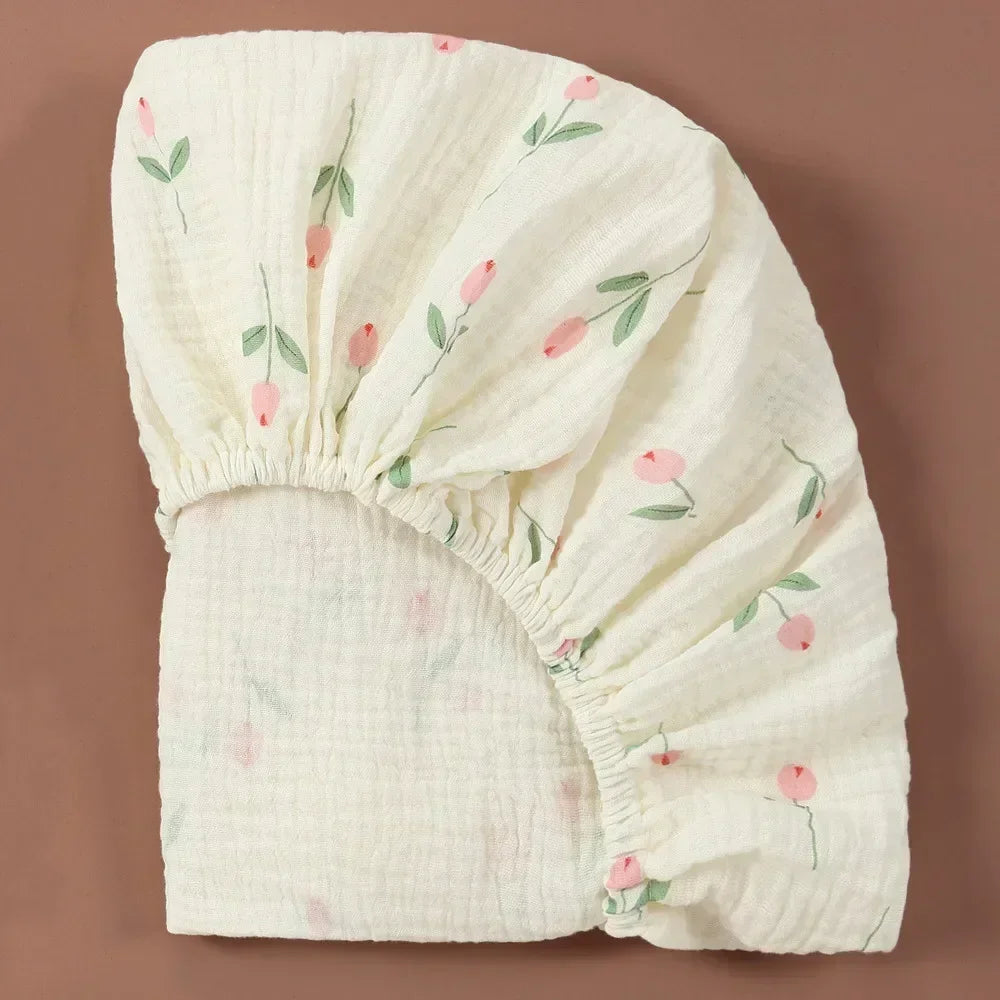 Sábana de cuna de algodón muselina suave y transpirable para bebé – Sábana ajustable universal para cunas de recién nacidos, moisés y camas infantiles