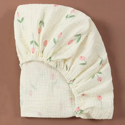 Sábana de cuna de algodón muselina suave y transpirable para bebé – Sábana ajustable universal para cunas de recién nacidos, moisés y camas infantiles