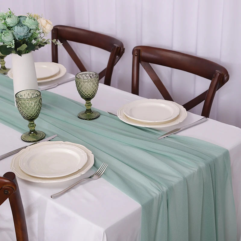 Camino de mesa de gasa - Decoración de arco de boda de tela de seda transparente | Decoración de mesa bohemia para cumpleaños y eventos