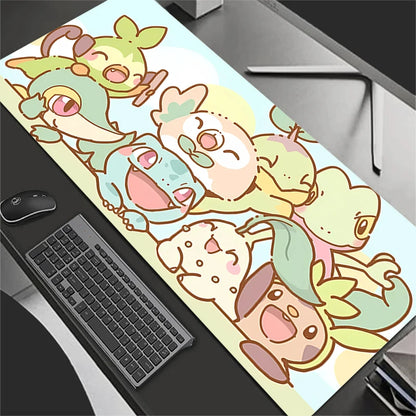 Alfombrilla de ratón XXL Pokémon Kawaii para juegos – Alfombrilla de escritorio extendida de goma antideslizante para teclado, PC, portátil y configuración de oficina