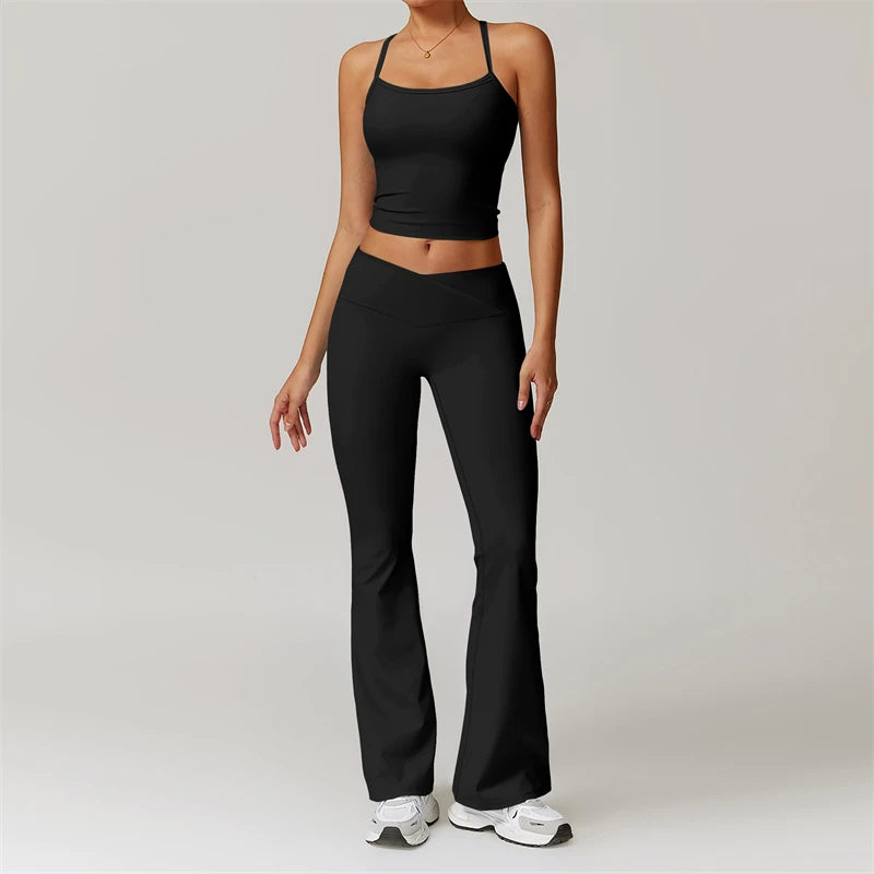 Conjunto de entrenamiento de 2 piezas para mujer: sujetador deportivo push-up y leggings de cintura alta, atuendo para yoga, gimnasio y fitness