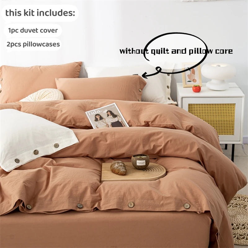 3-Piece 100% Cotton Bedding Set – Duvet Cover & Pillowcase Set for Queen & King Beds