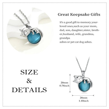 Pet Cremation Memorial Urn Necklace – Cat Ashes Keepsake Pendant with Moonstone, Pet Remembrance Jewelry & Memorial Gift